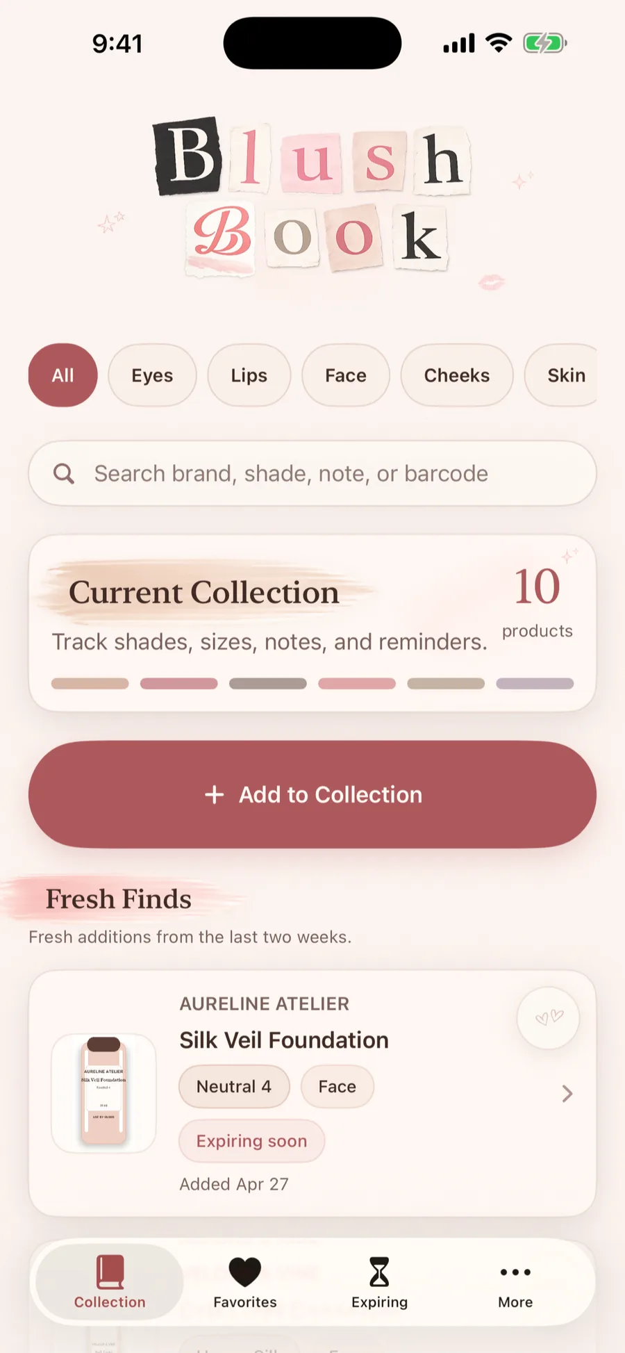 Blush Book collection screen App Store screenshot